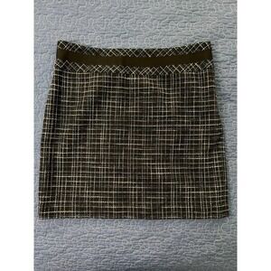 Ann Taylor Loft Blue Black White Plaid Wool Skirt Size 8 EUC​​